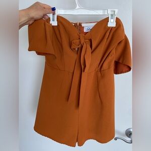 Orange Off-Shoulder Short Romper